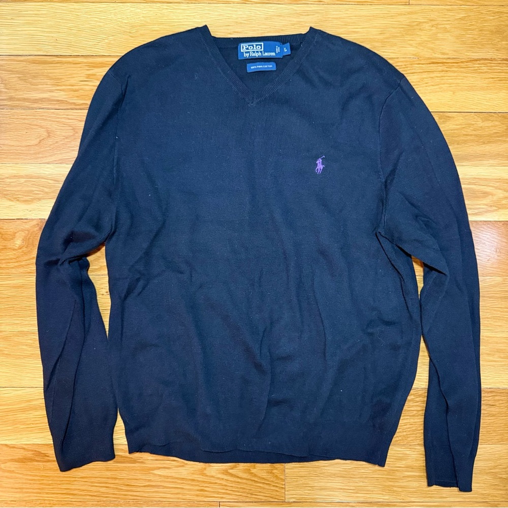 Polo Ralph Lauren Men’s Pima Cotton V-Neck Sweater - Black - Size S